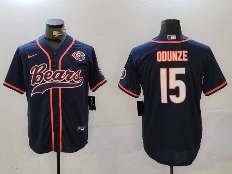 Men's Chicago Bears #15 Rome Odunze Navy Throwback With Patch Cool Base Stitched Baseball Jersey,We sell and wholesale Men's Chicago Bears #15 Rome Odunze Navy Throwback With Patch Cool Base Stitched Baseball Jersey on line form chian!